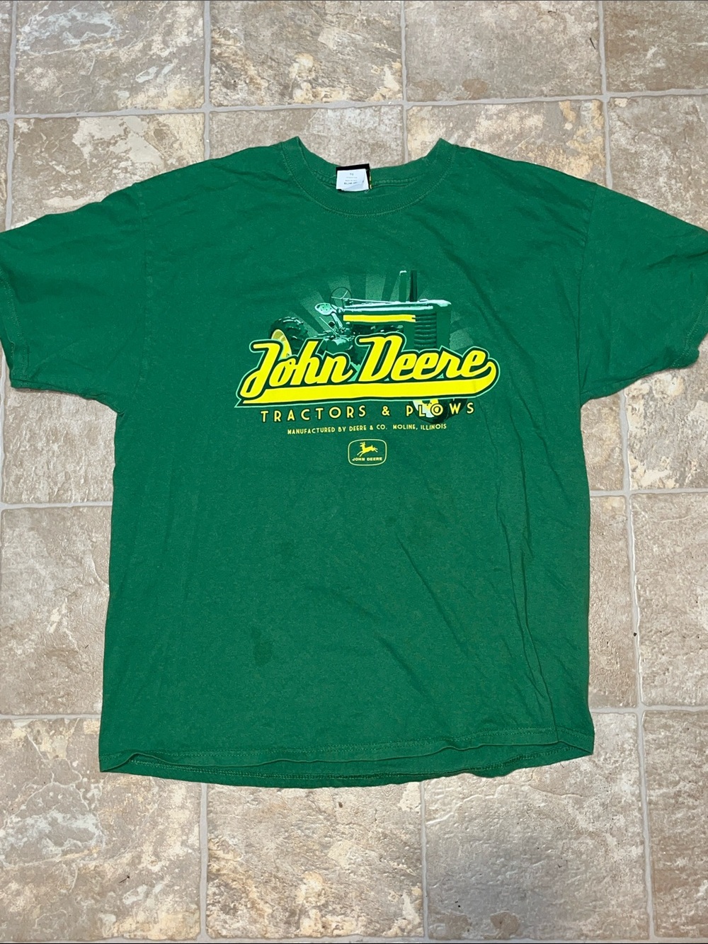 John Deere Green Short-Sleeve Tee with Yellow Logo Tractor Graphic